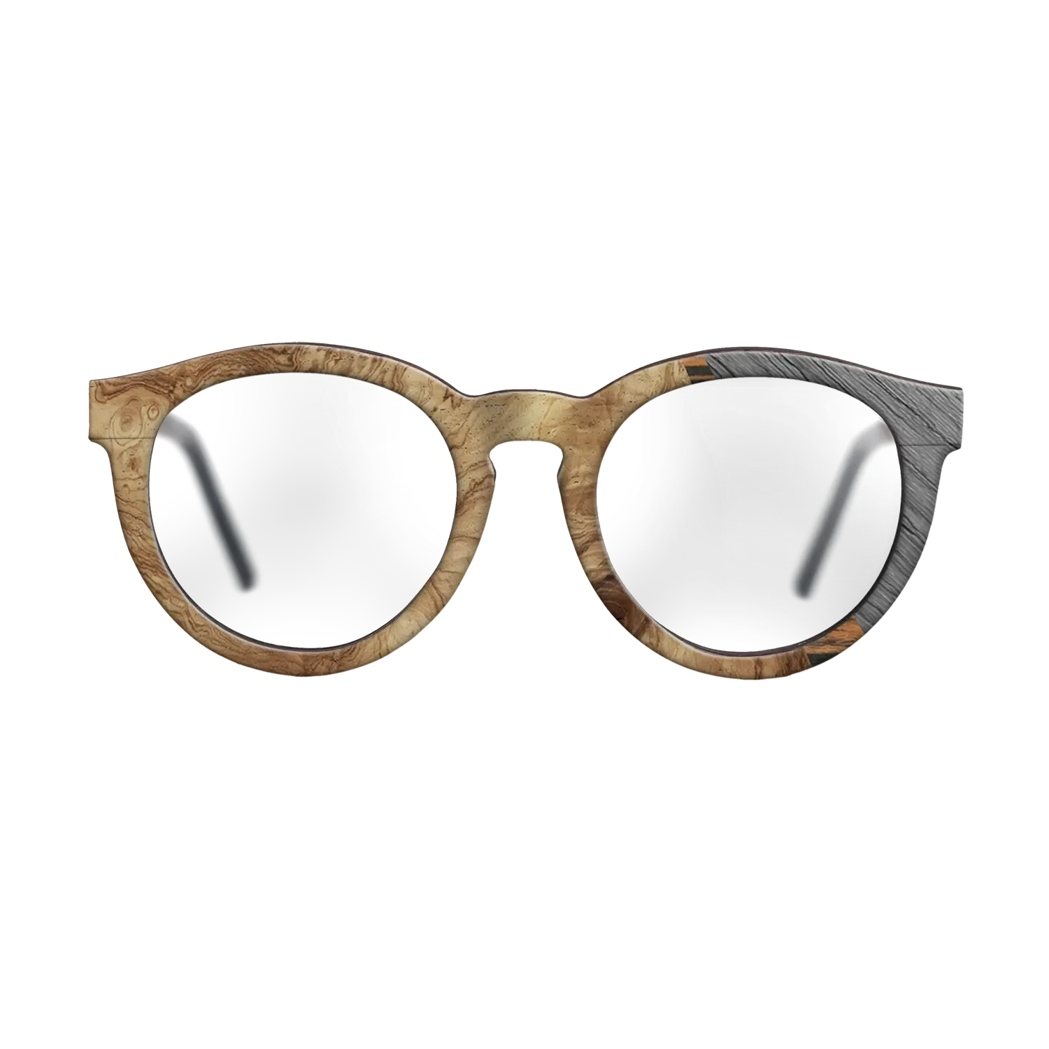 Walnut Claro Light,Olive Burl,Italian Ebony,Poplar Dyed: Grey: Angle Cut - The Rebel - Round - 1714 - SIRIS wood optic