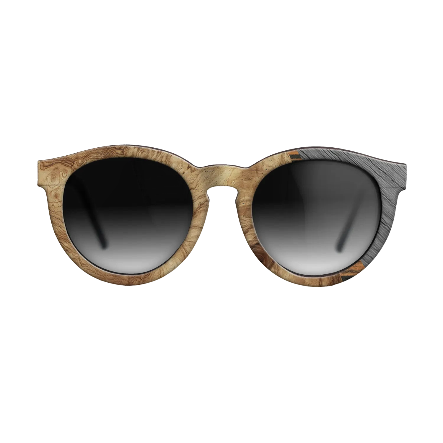 Walnut Claro Light,Olive Burl,Italian Ebony,Poplar Dyed: Grey: Angle Cut - The Rebel - Round - 1714 - SIRIS wood optic