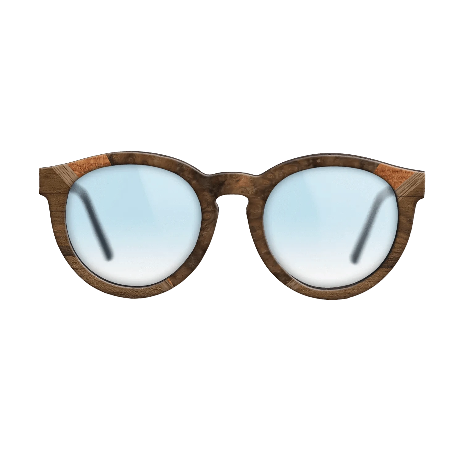 Walnut Burl,Ziricote Light Quartered,Walnut: Straight Grain,Koa: Geometric - The Rebel - Round - 1337 - SIRIS wood optic