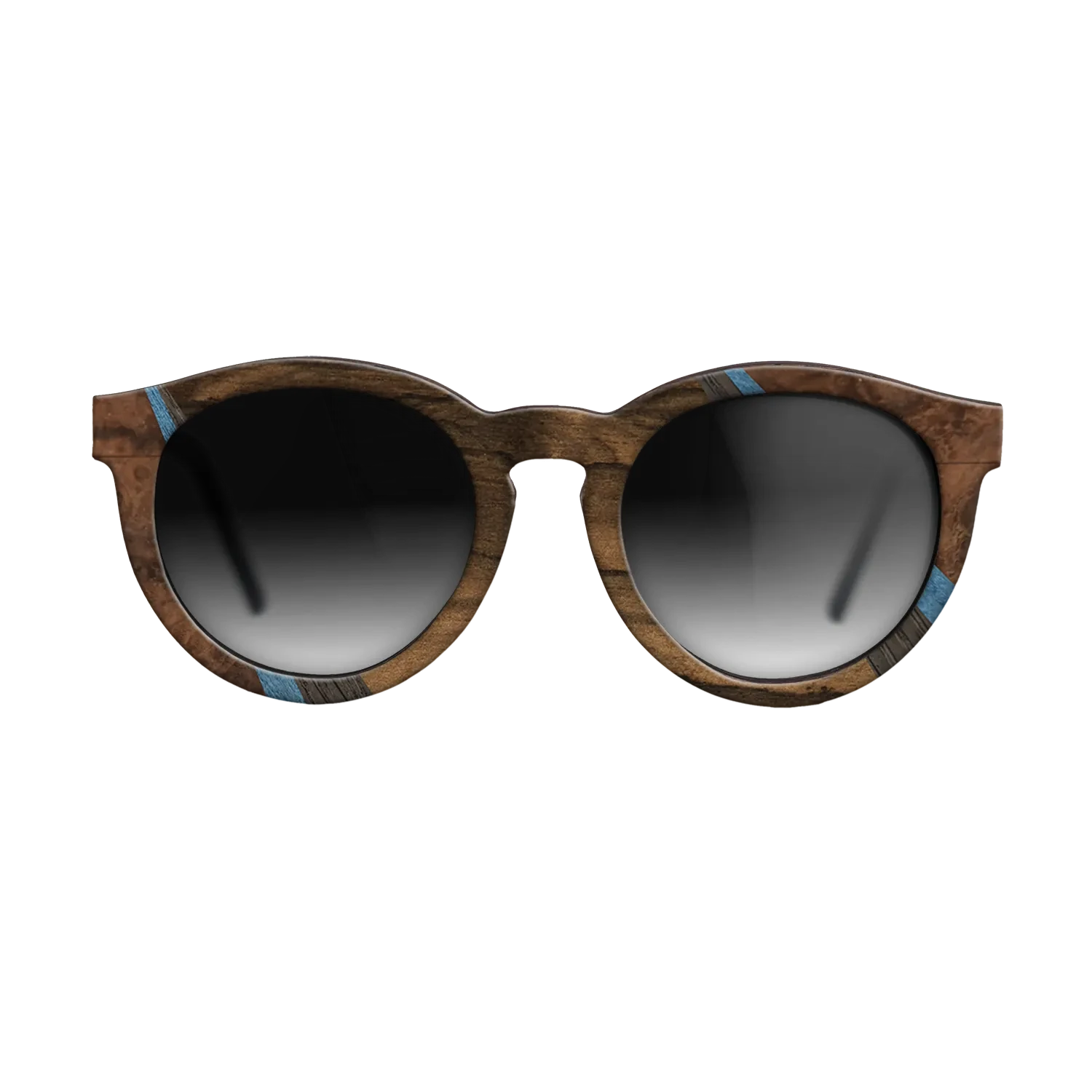 Walnut Burl,Santos Rosewood Dark,Poplar Dyed: Blue Denim,Fumed Oak,Walnut: Straight Grain: Fractal - The Rebel - Round - 1462 - SIRIS wood optic