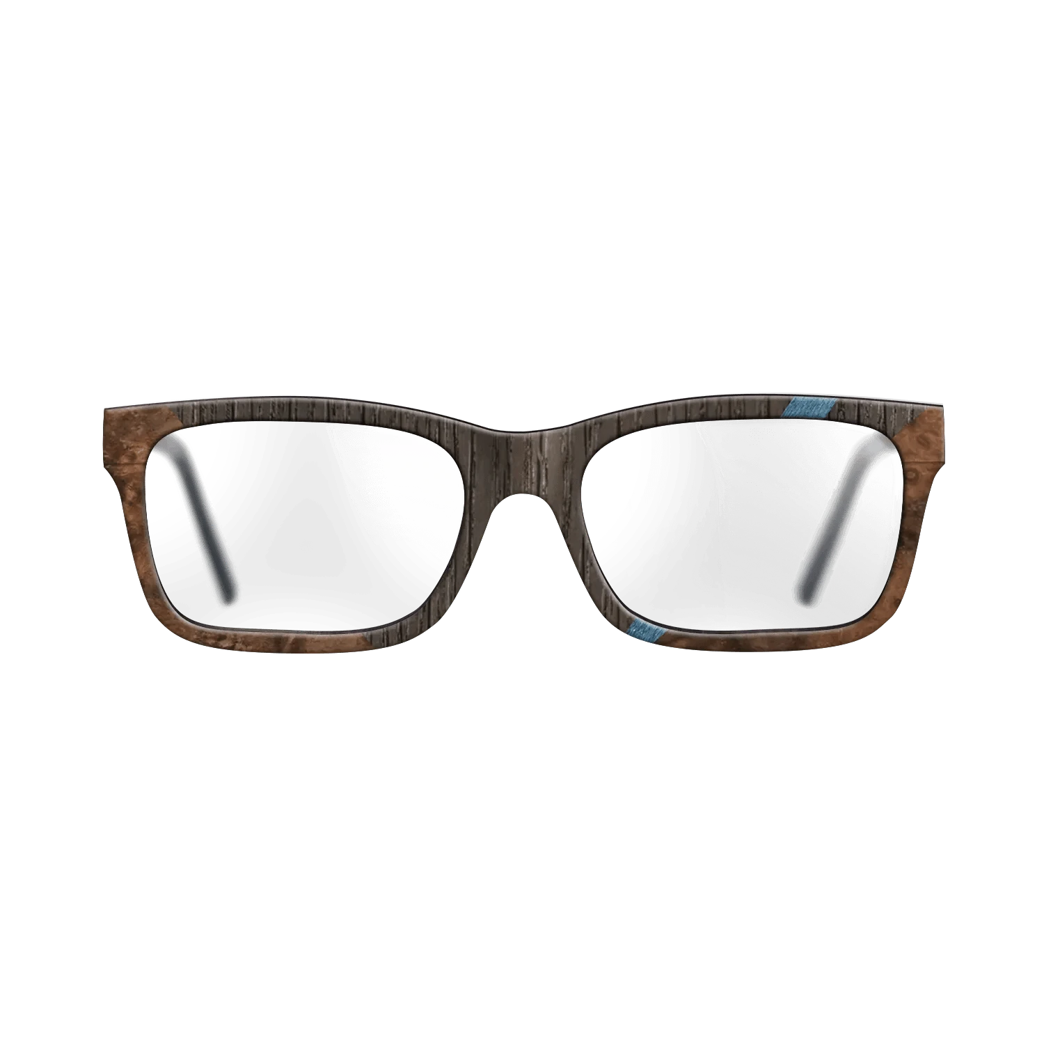 Walnut: Straight Grain,Fumed Oak,Poplar Dyed: Blue Denim,Walnut Burl: Geometric - The Sage - Rectangle - 1044 - SIRIS wood optic