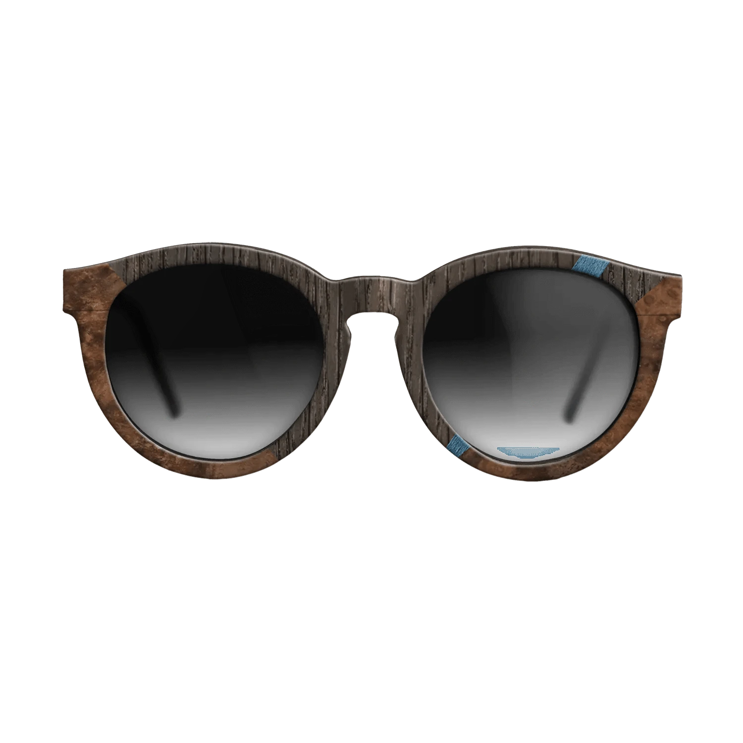 Walnut: Straight Grain,Fumed Oak,Poplar Dyed: Blue Denim,Walnut Burl: Geometric - The Rebel - Round - 1044 - SIRIS wood optic