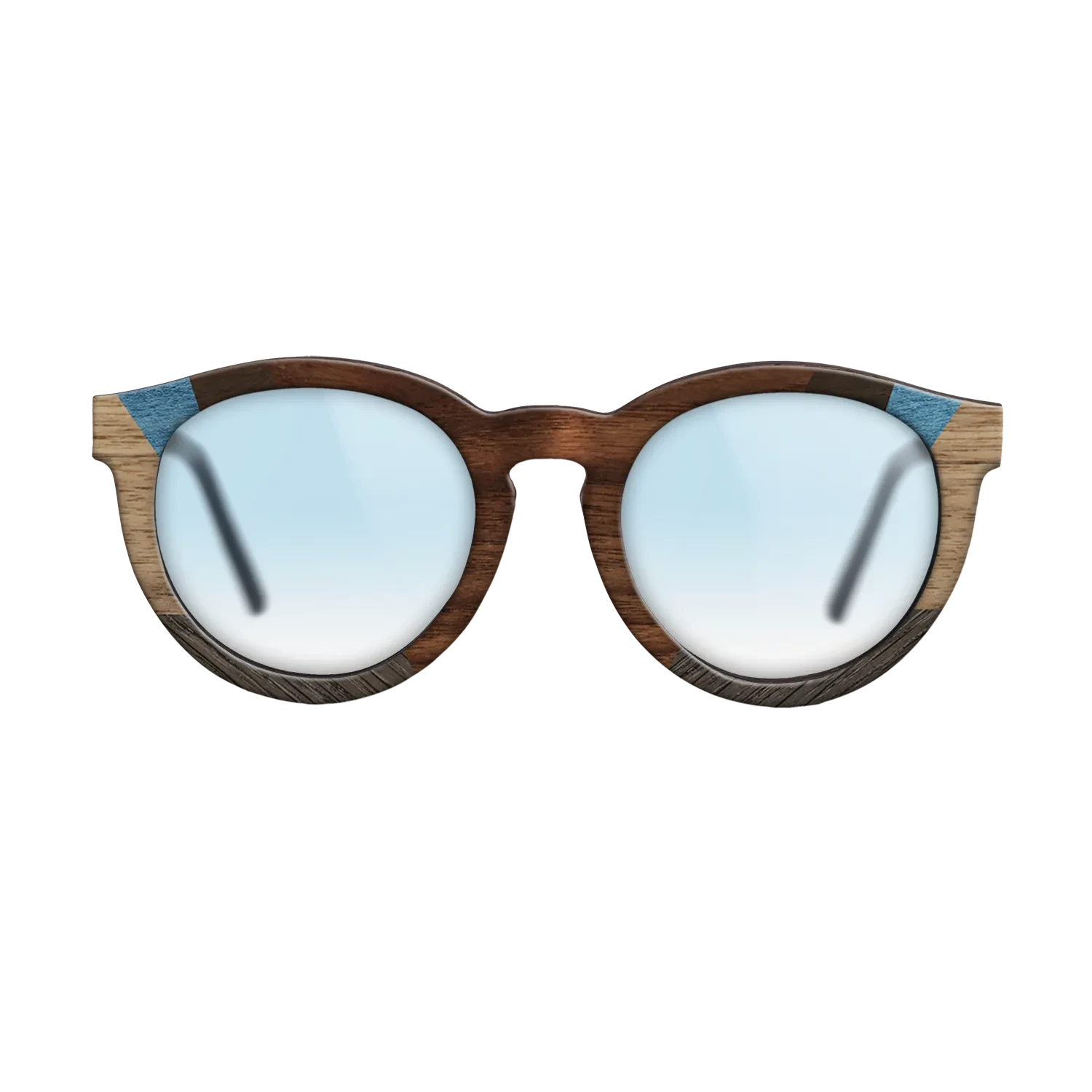 Walnut Claro Dark,Ziricote Dark Quartered,Fumed Oak,Poplar Dyed: Blue Denim,Walnut: Straight Grain: Recursive - The Rebel - Round - 1276 - SIRIS wood optic