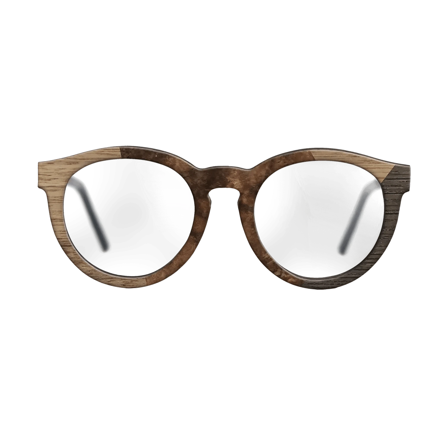 Walnut Burl,Walnut: Straight Grain,Rosewood Reconstituted: Angle Cut - The Rebel - Round - 1683 - SIRIS wood optic