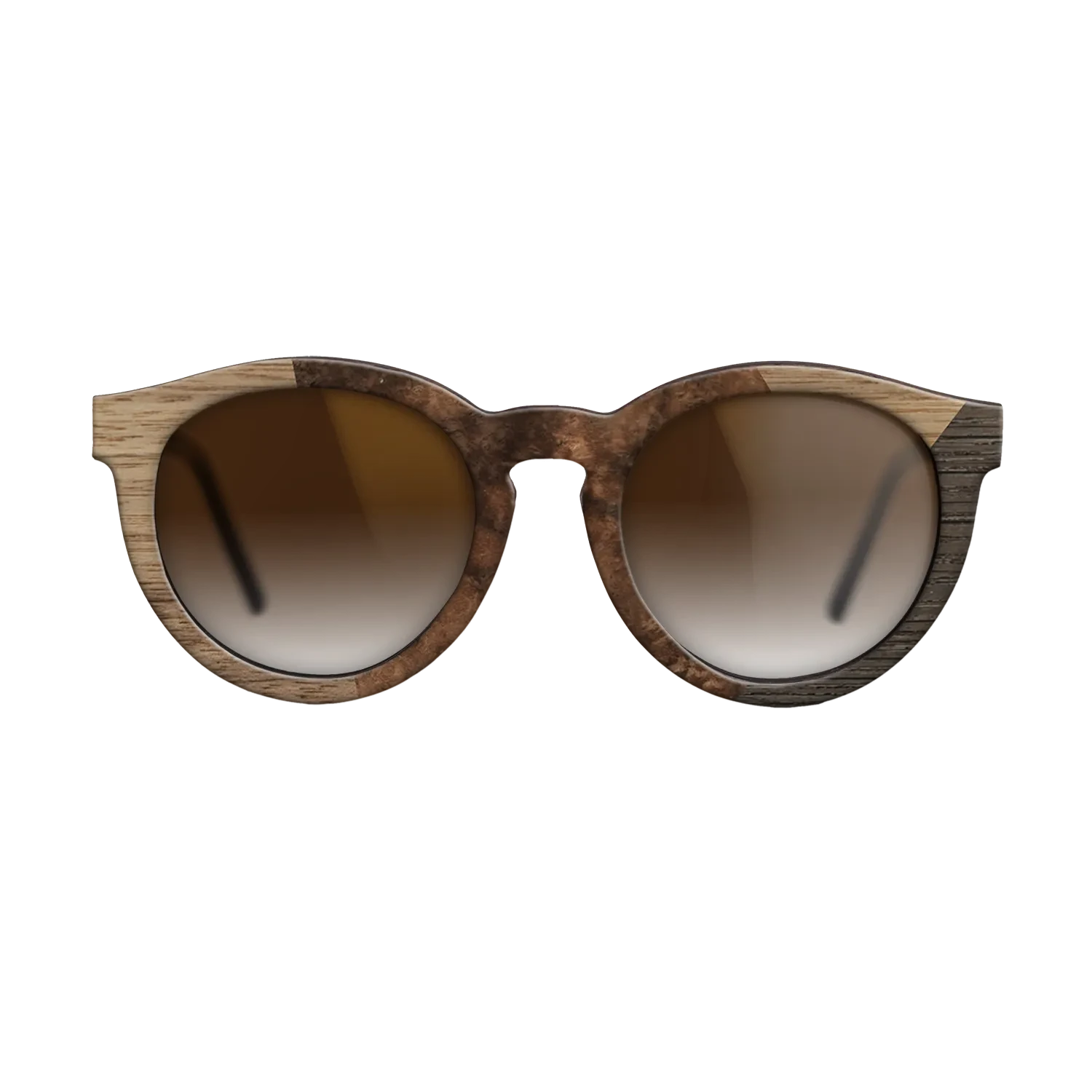 Walnut Burl,Walnut: Straight Grain,Rosewood Reconstituted: Angle Cut - The Rebel - Round - 1683 - SIRIS wood optic