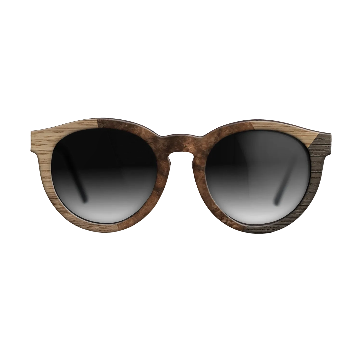 Walnut Burl,Walnut: Straight Grain,Rosewood Reconstituted: Angle Cut - The Rebel - Round - 1683 - SIRIS wood optic