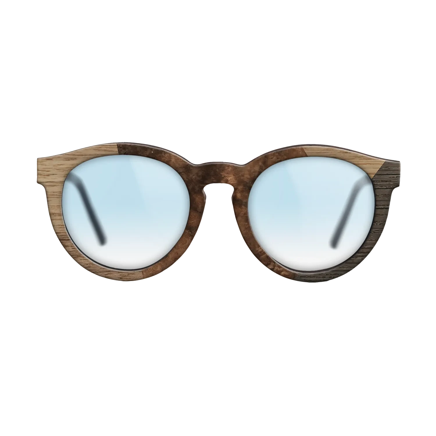 Walnut Burl,Walnut: Straight Grain,Rosewood Reconstituted: Angle Cut - The Rebel - Round - 1683 - SIRIS wood optic