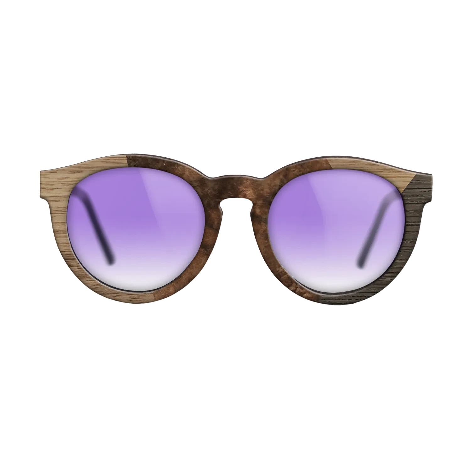 Walnut Burl,Walnut: Straight Grain,Rosewood Reconstituted: Angle Cut - The Rebel - Round - 1683 - SIRIS wood optic