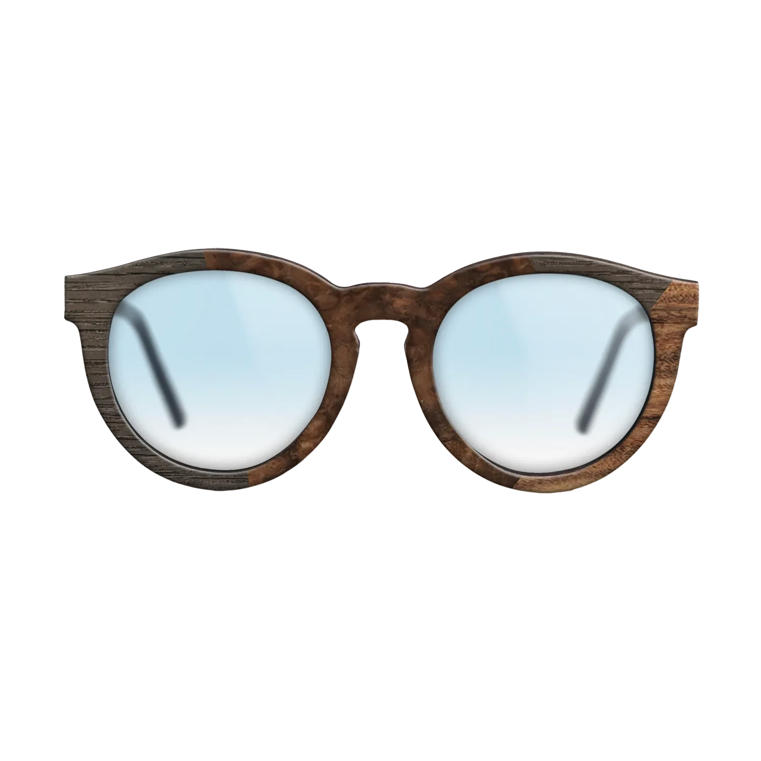 Walnut Burl,Fumed Oak,Santos Rosewood Dark: Angle Cut - The Rebel - Round - SIRIS wood optic