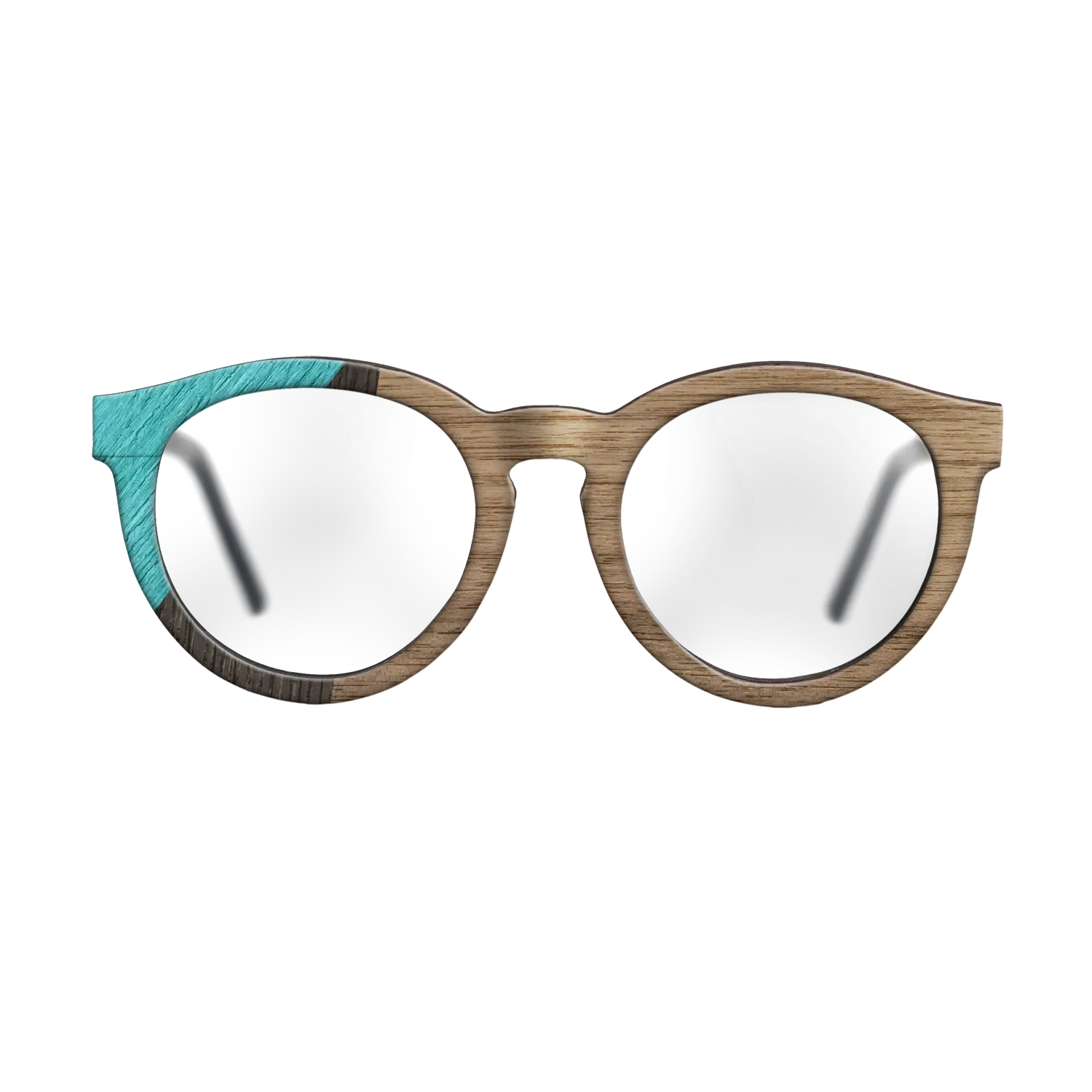 Walnut: Straight Grain,Poplar Dyed: Turquoise,Fumed Oak: Geometric - The Rebel - Round - SIRIS wood optic