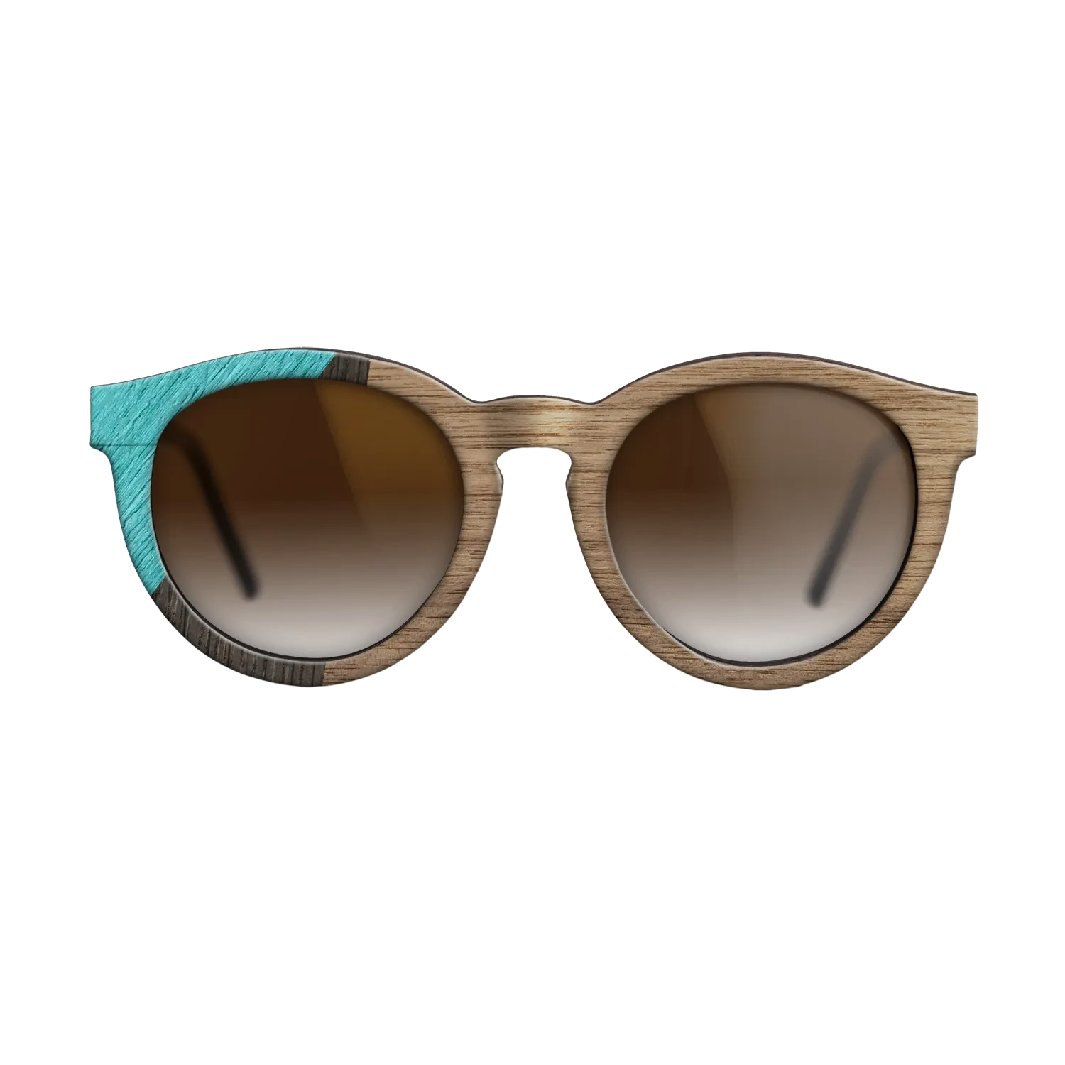 Walnut: Straight Grain,Poplar Dyed: Turquoise,Fumed Oak: Geometric - The Rebel - Round - SIRIS wood optic