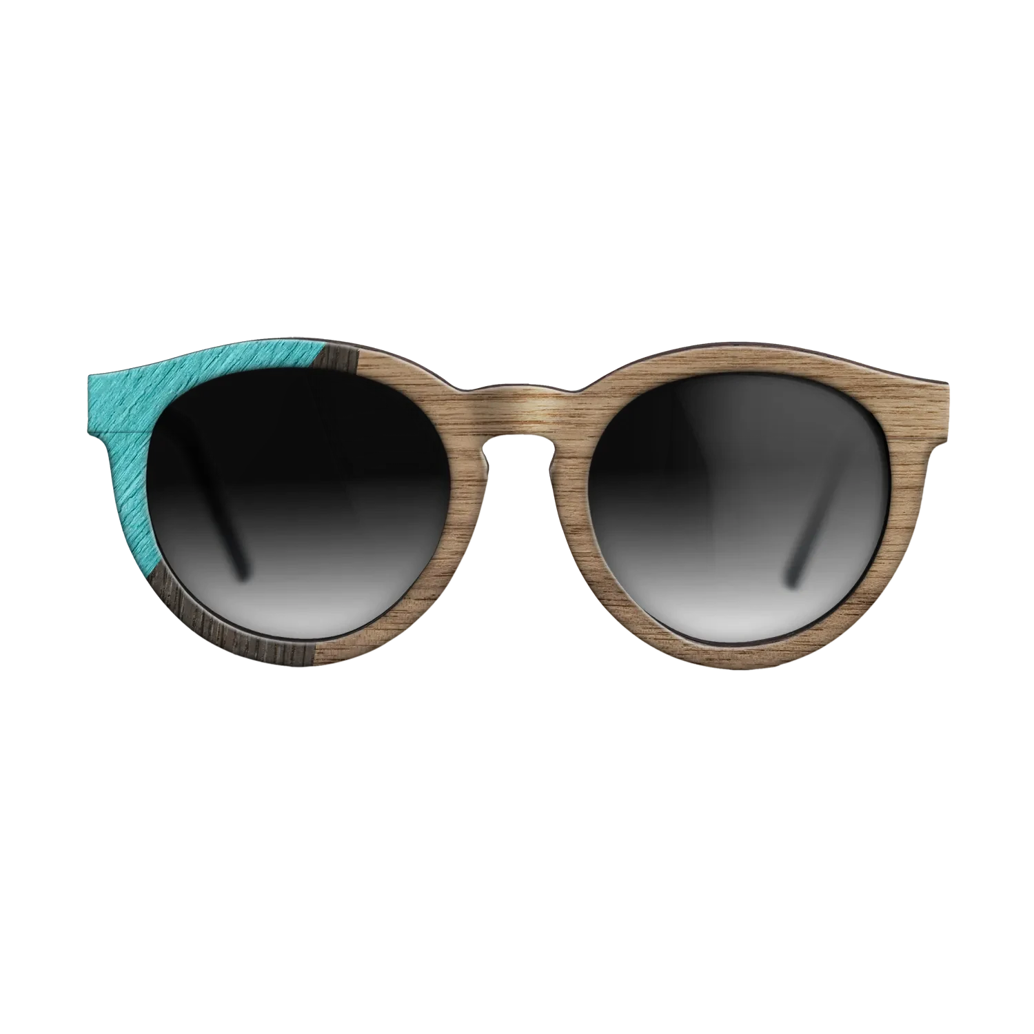 Walnut: Straight Grain,Poplar Dyed: Turquoise,Fumed Oak: Geometric - The Rebel - Round - SIRIS wood optic