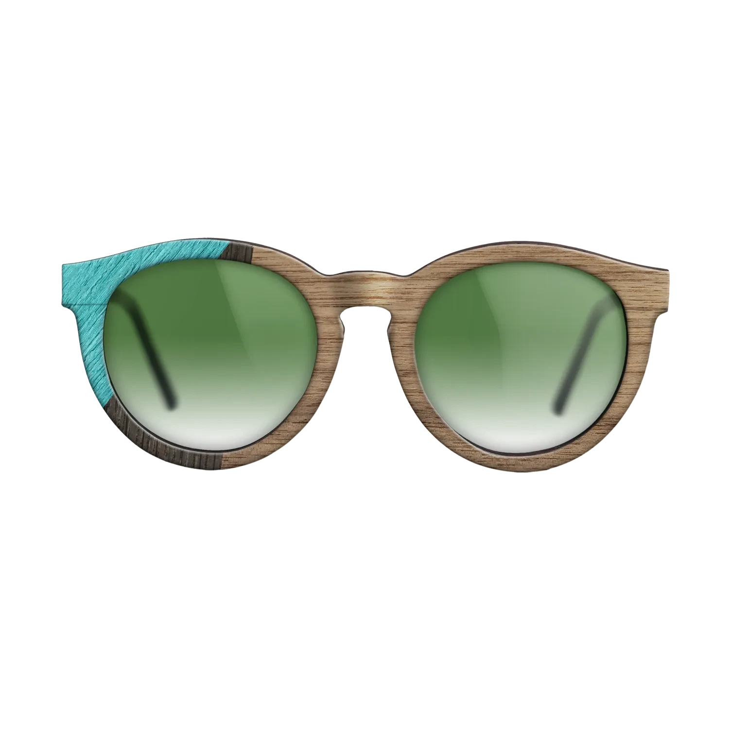 Walnut: Straight Grain,Poplar Dyed: Turquoise,Fumed Oak: Geometric - The Rebel - Round - SIRIS wood optic