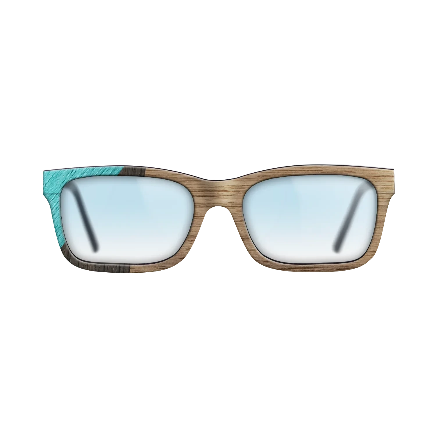 Walnut: Straight Grain,Poplar Dyed: Turquoise,Fumed Oak: Geometric - The Sage - Rectangle - SIRIS wood optic