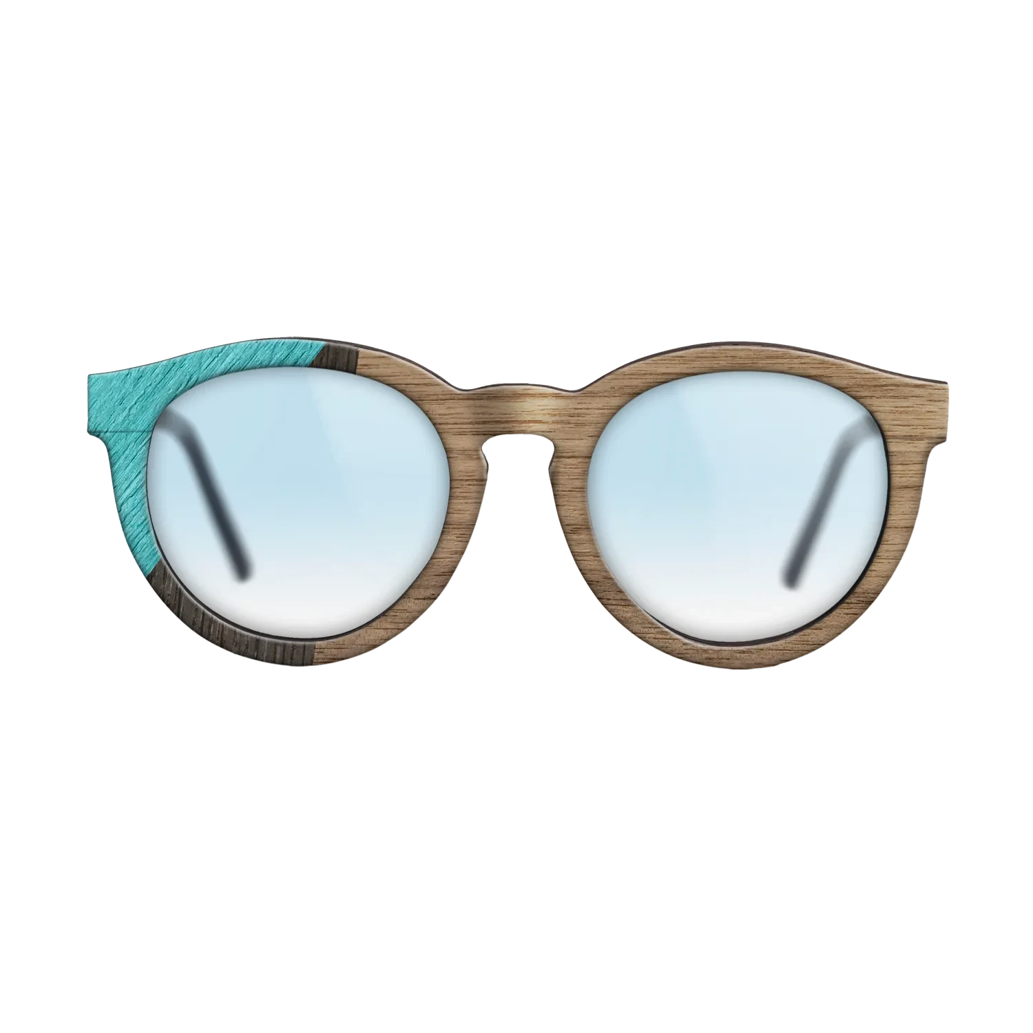 Walnut: Straight Grain,Poplar Dyed: Turquoise,Fumed Oak: Geometric - The Rebel - Round - SIRIS wood optic