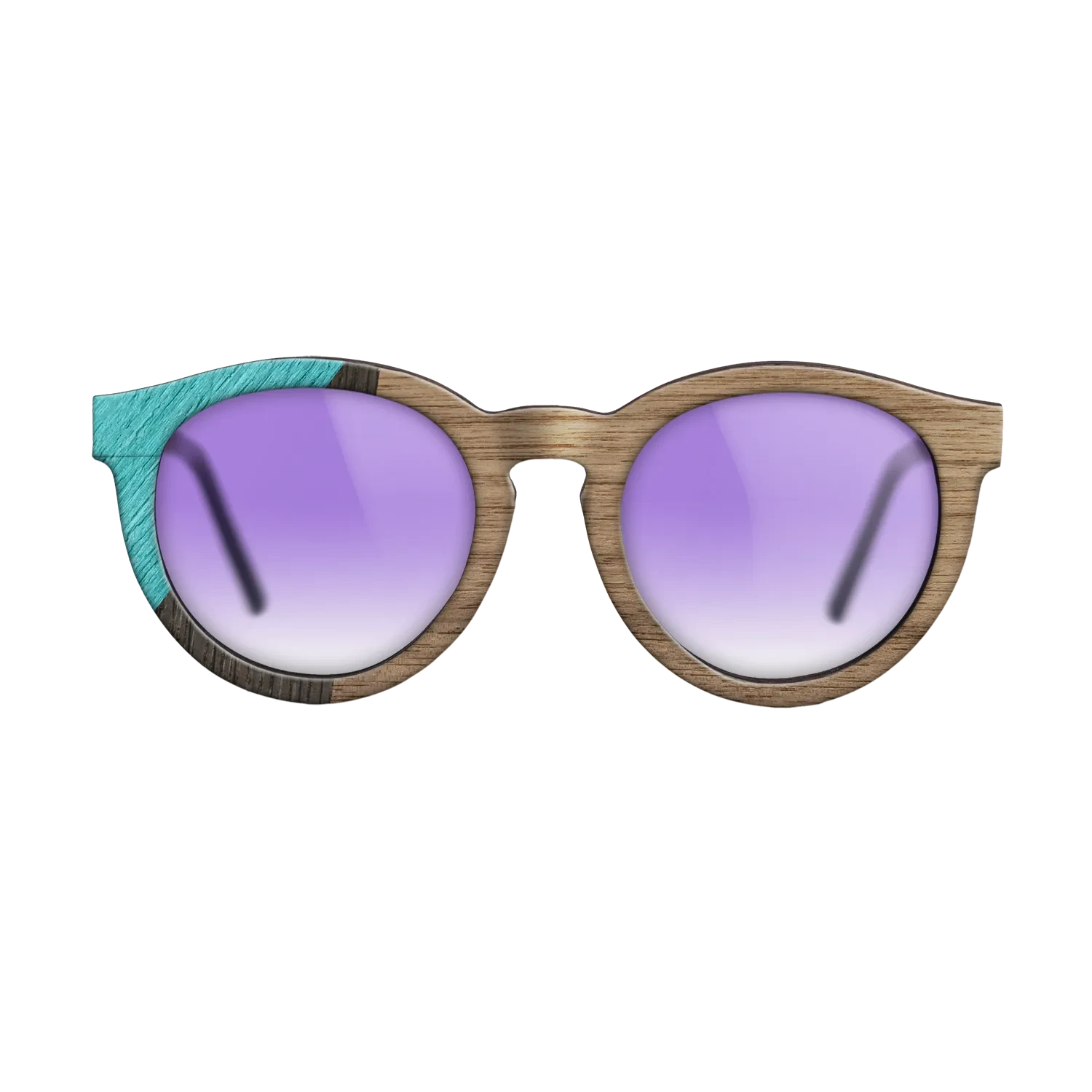 Walnut: Straight Grain,Poplar Dyed: Turquoise,Fumed Oak: Geometric - The Rebel - Round - SIRIS wood optic