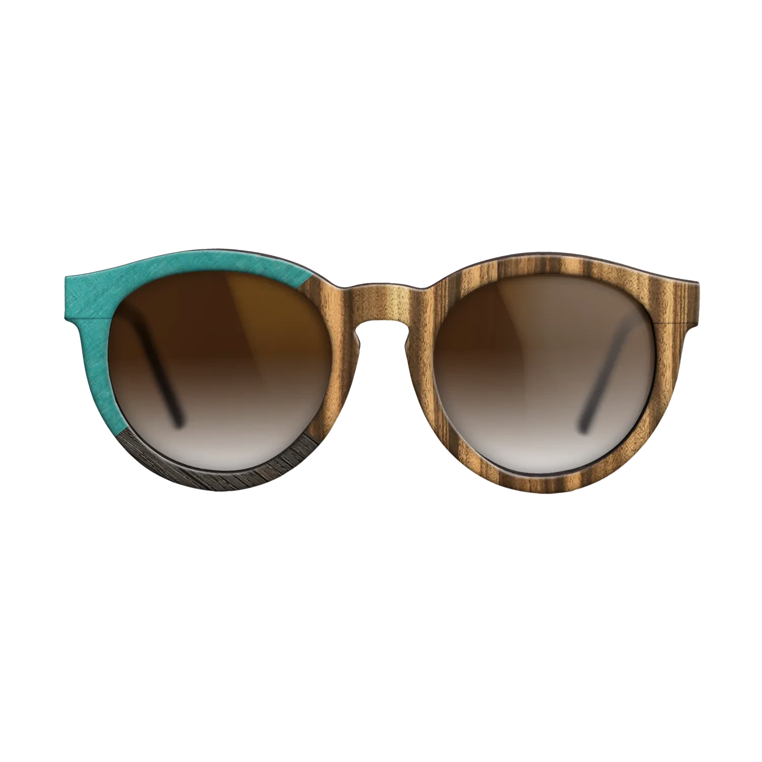 Zebrawood Reconstituted,Poplar Dyed: Turquoise,Fumed Oak: Geometric - The Rebel - Round - SIRIS wood optic