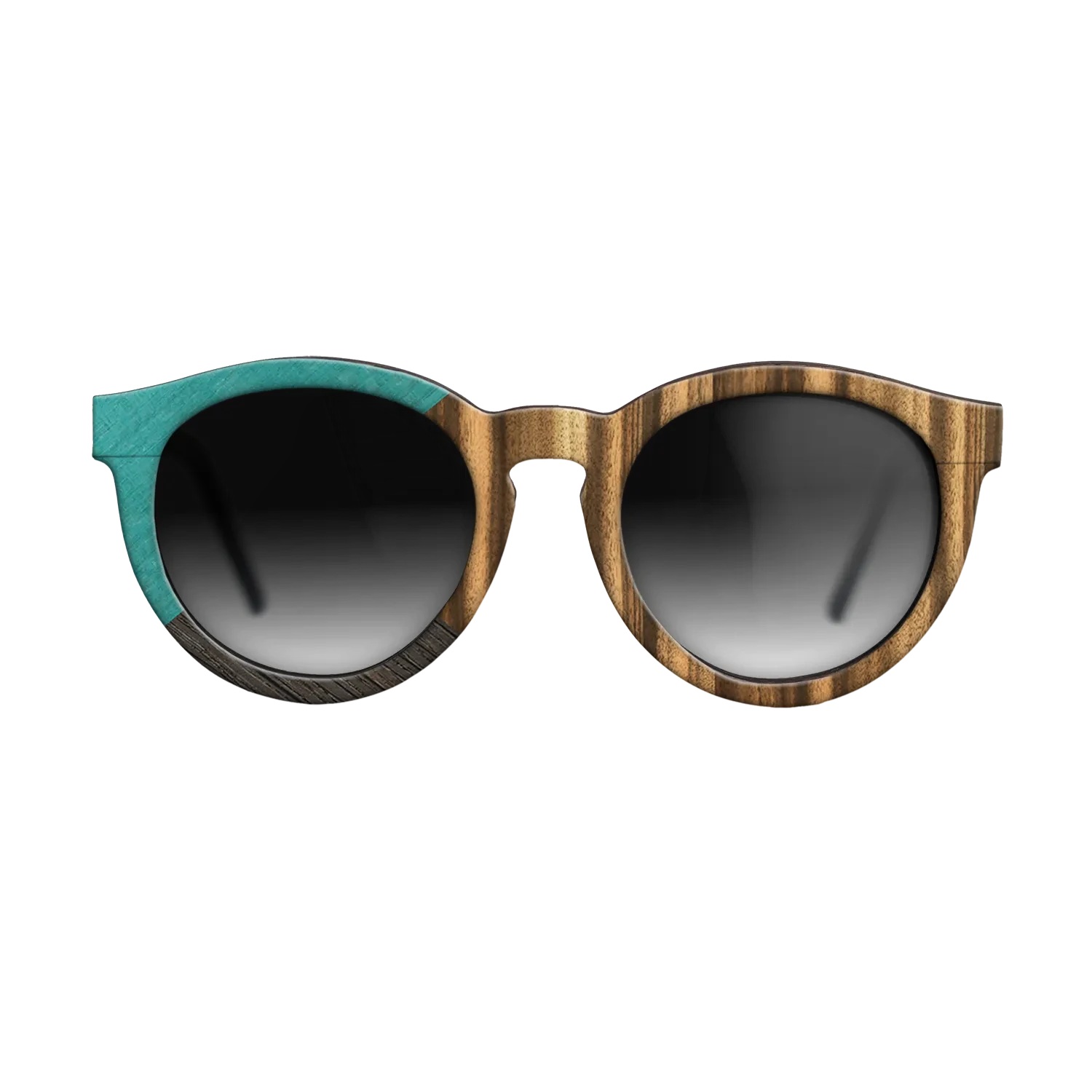 Zebrawood Reconstituted,Poplar Dyed: Turquoise,Fumed Oak: Geometric - The Rebel - Round - SIRIS wood optic