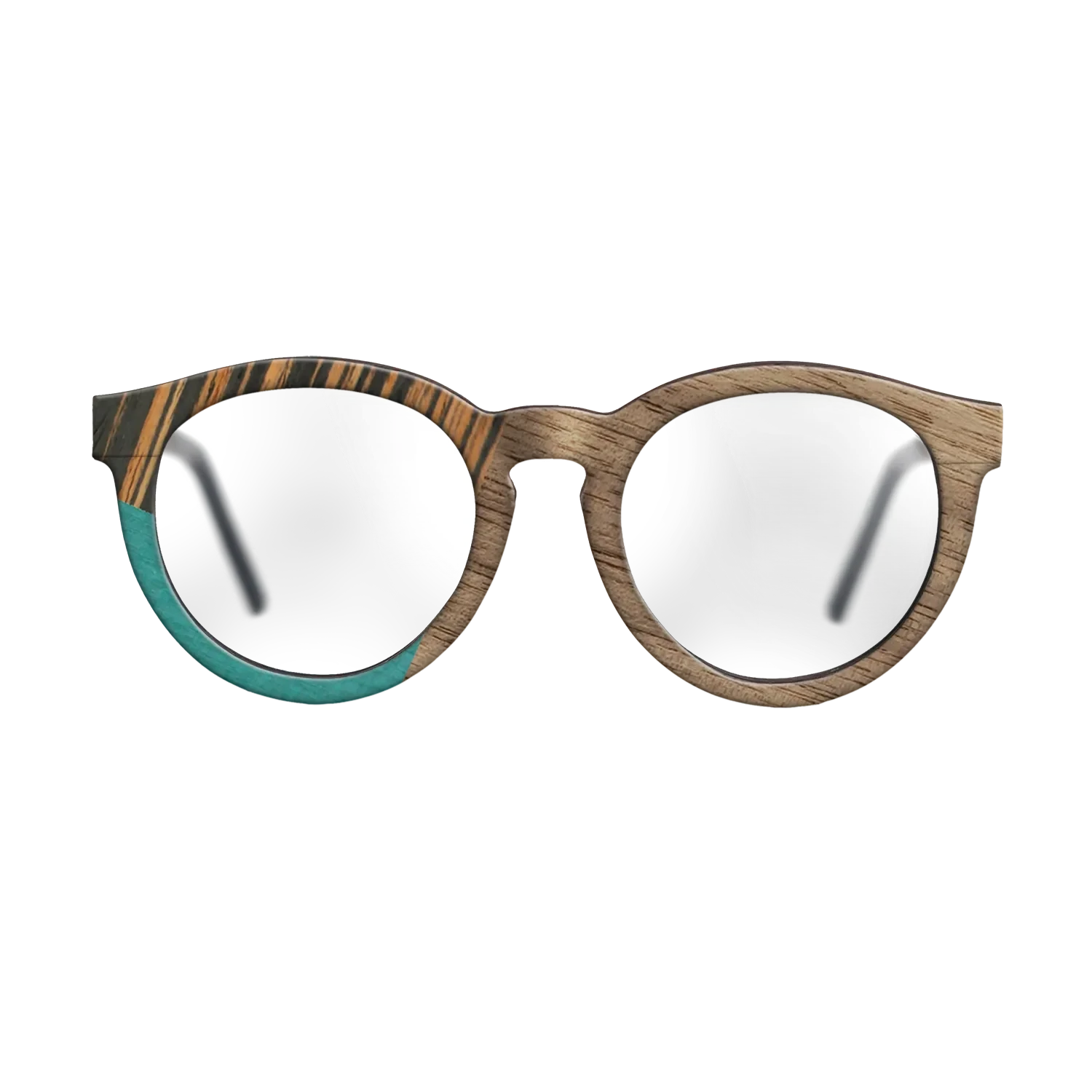 Walnut: Straight Grain,Fumed Oak,Italian Ebony,Poplar Dyed: Turquoise: Geometric - The Rebel - Round - SIRIS wood optic