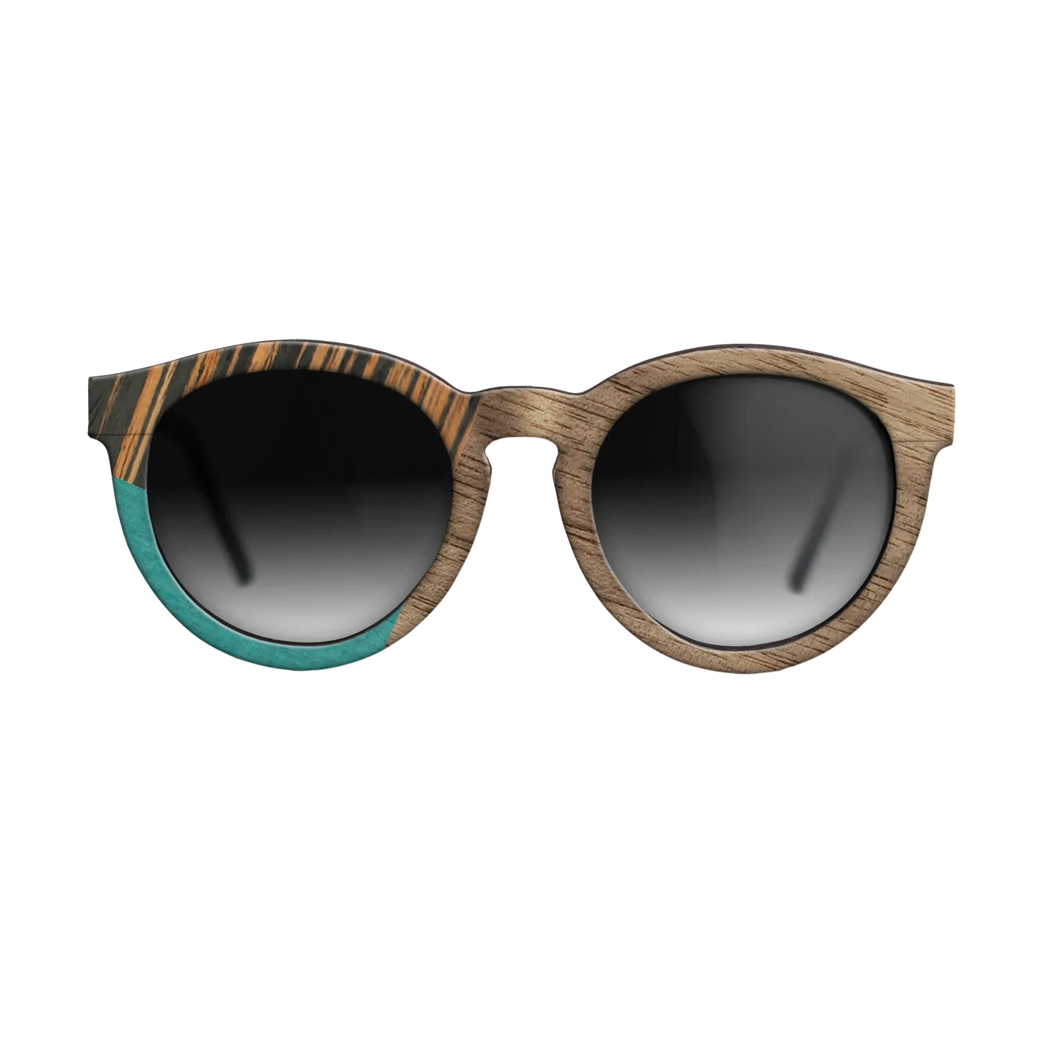 Walnut: Straight Grain,Fumed Oak,Italian Ebony,Poplar Dyed: Turquoise: Geometric - The Rebel - Round - SIRIS wood optic