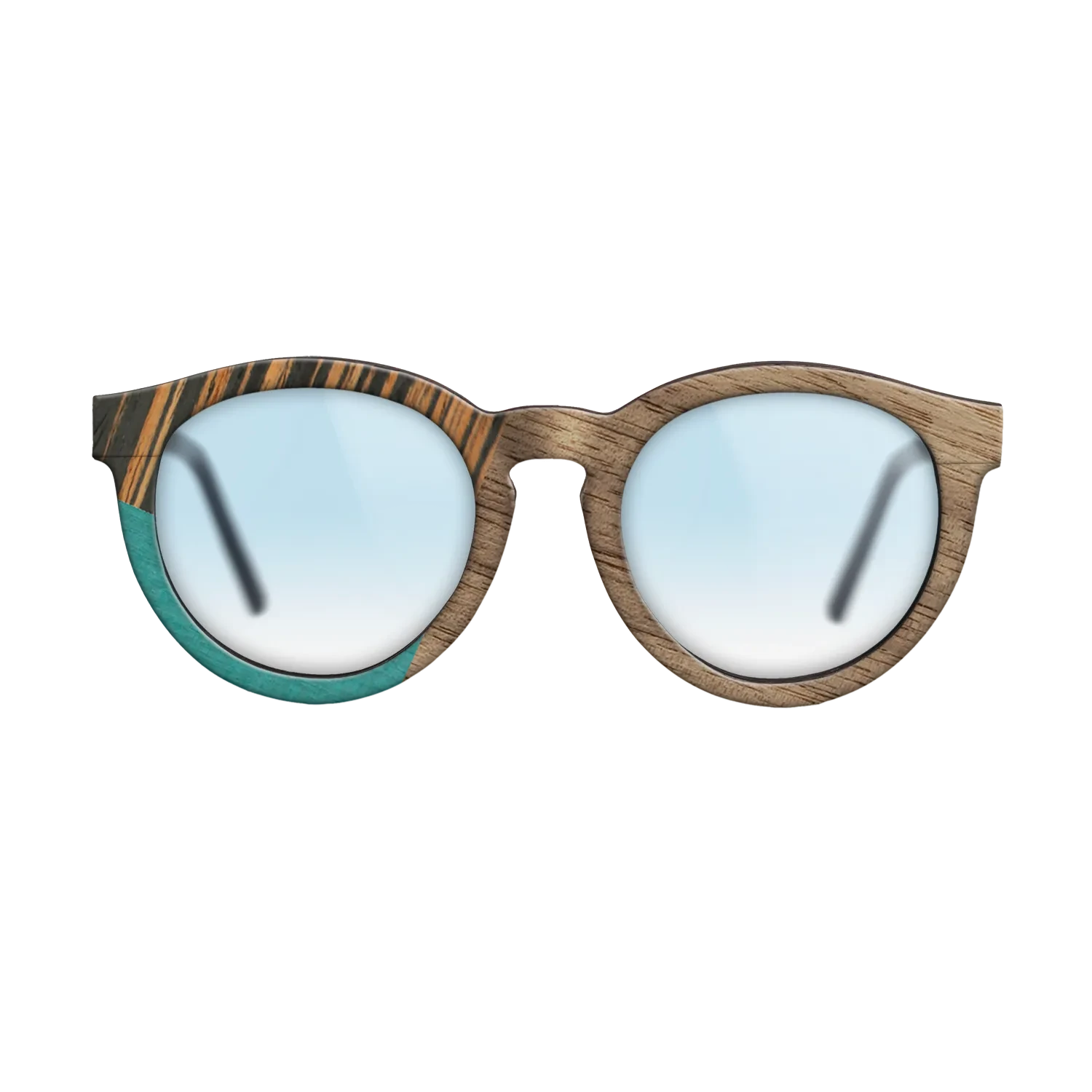 Walnut: Straight Grain,Fumed Oak,Italian Ebony,Poplar Dyed: Turquoise: Geometric - The Rebel - Round - SIRIS wood optic