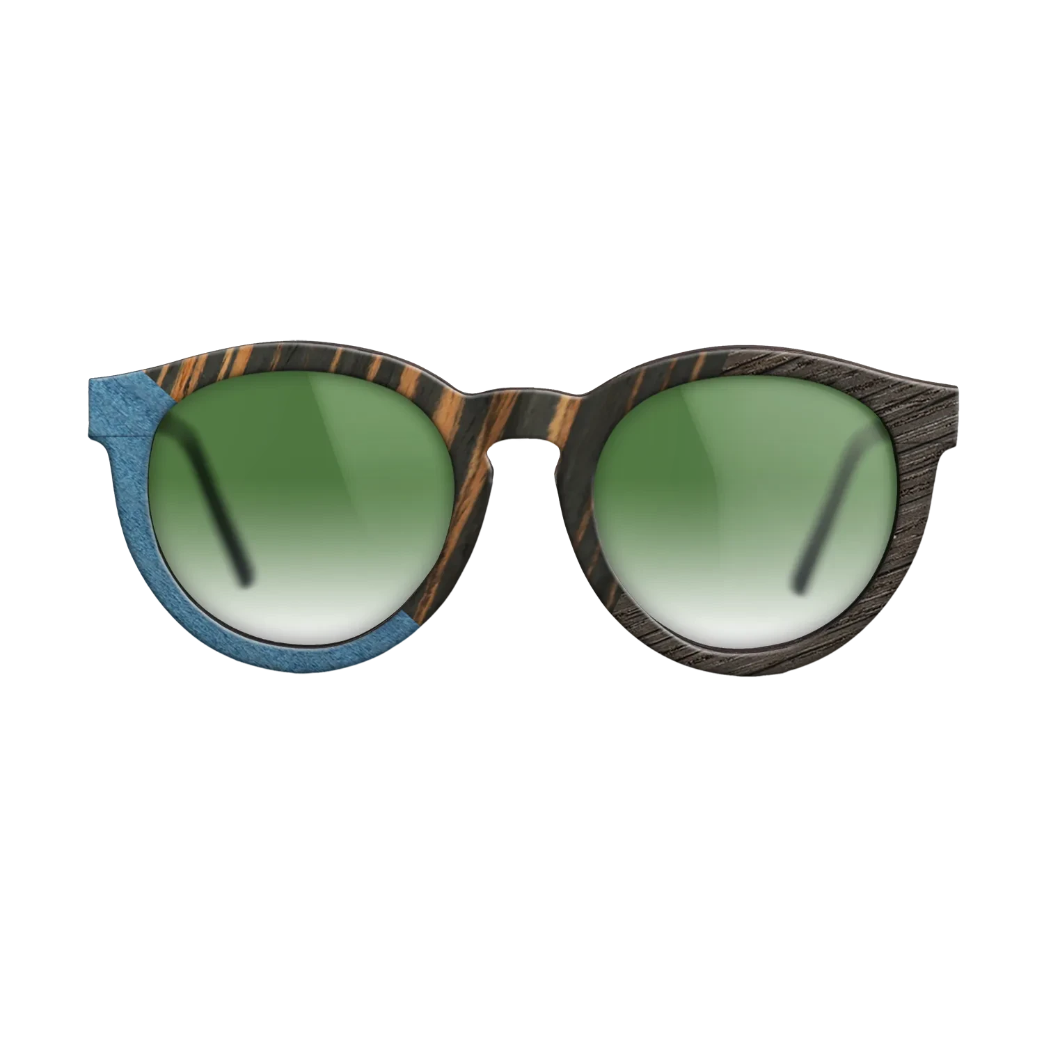 Olive Burl,Poplar Dyed: Blue Denim,Italian Ebony,Fumed Oak: Geometric - The Rebel - Round - SIRIS wood optic