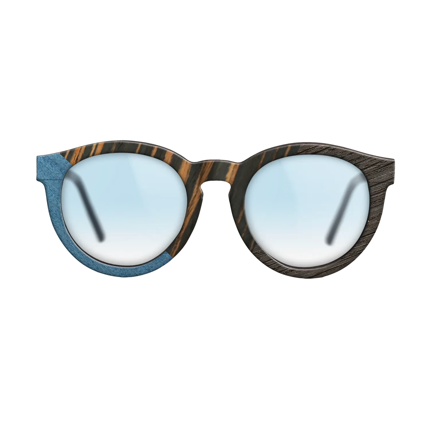 Olive Burl,Poplar Dyed: Blue Denim,Italian Ebony,Fumed Oak: Geometric - The Rebel - Round - SIRIS wood optic